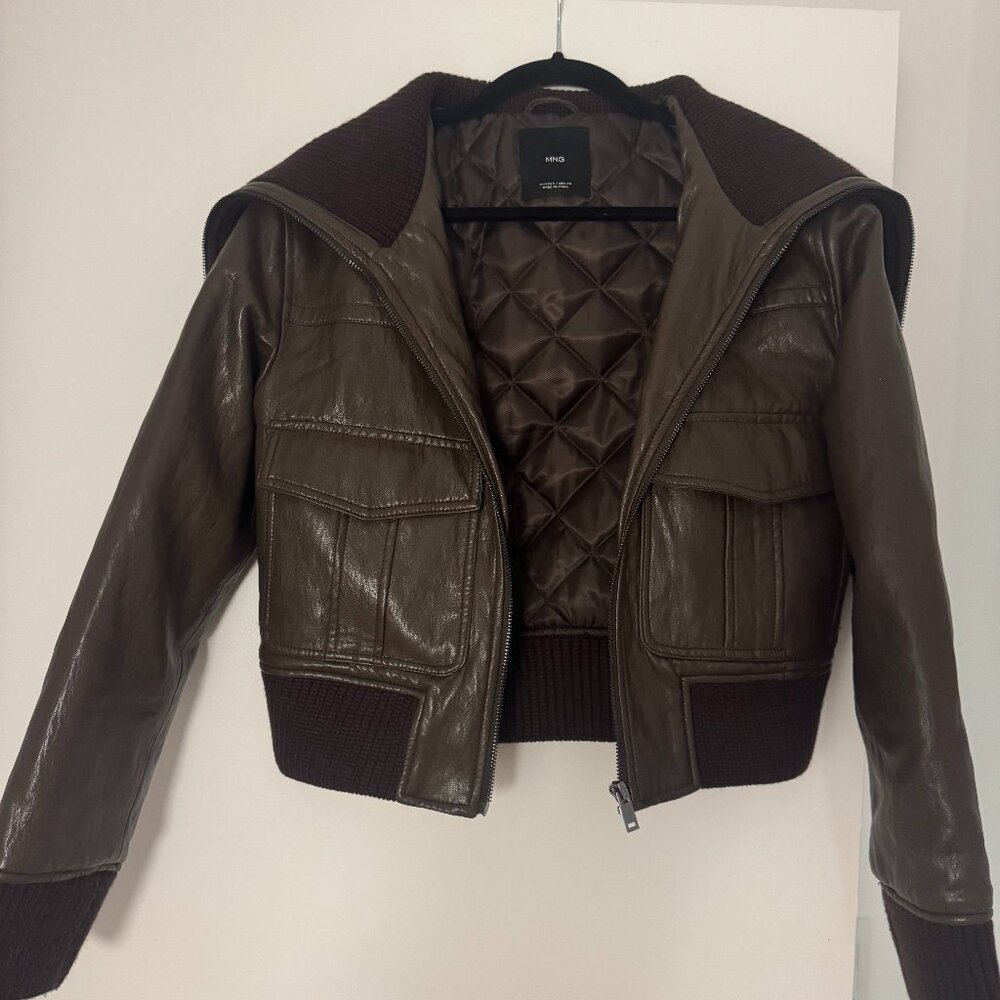 MANGO Leather Bomber jacket